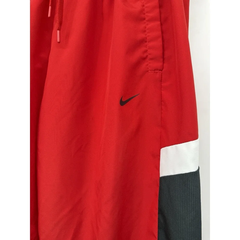 Nike Track Pants Men's Medium Red Black White Jogger Athletic Lined Swoosh